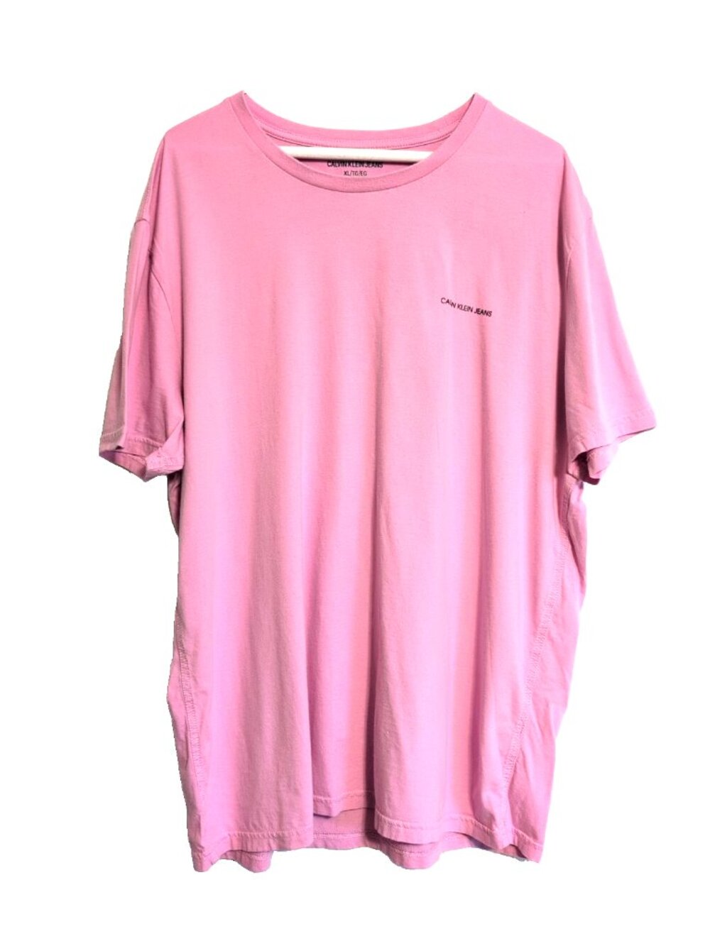 Calvin Klein Jeans Men's XL Tee Pink Crew *Some Collar Pilling* Otherwise GUC